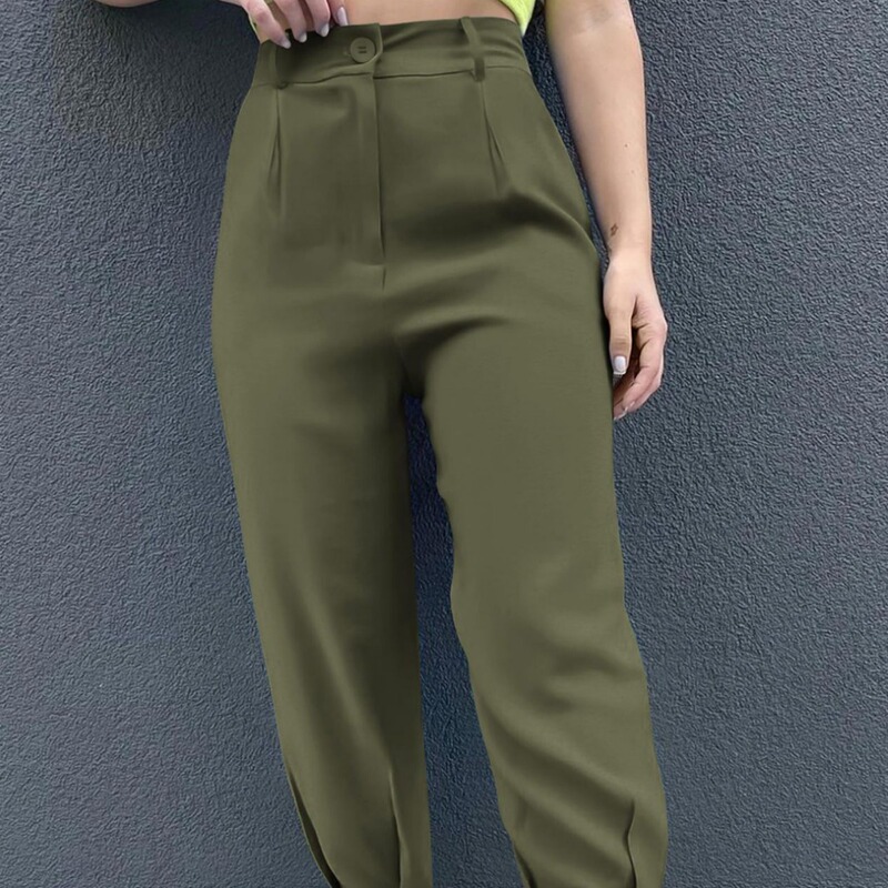 Amazon Women New Summer High Waist Pants Casual Ankle-length Work Office Trousers Casual Pants with Pockets