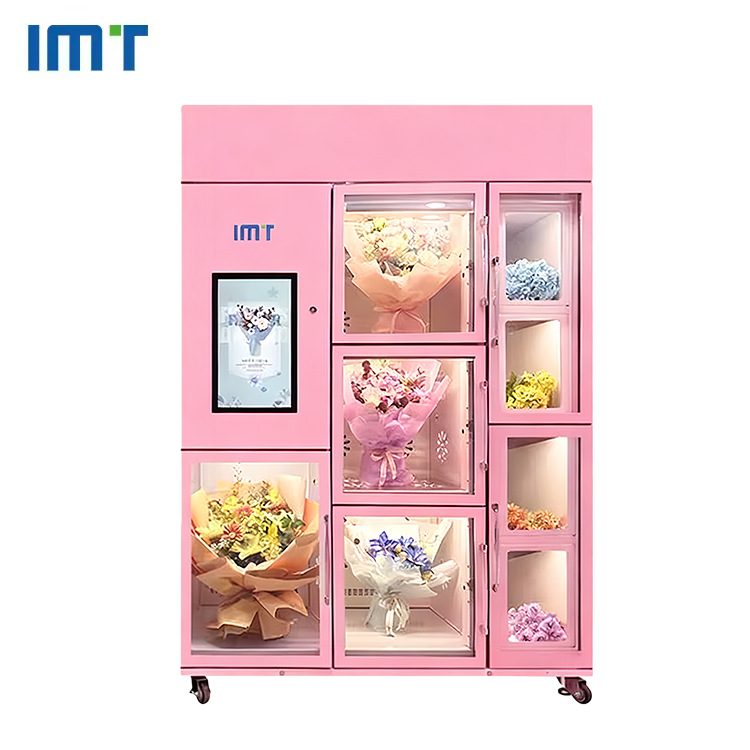 Fabricante de 24 horas refrigeración y preservación de flores vending automática de escaneo inteligente exportación de comercio exterior
