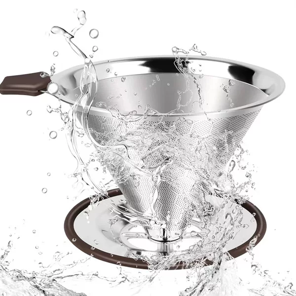 With Silicone V60 Stainless Steel Coffee Filter Mesh with Base Free Filter Paper Filter Drip Filter Drip Coffee Filter