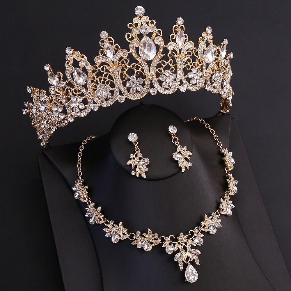 560g Weight Jewelry Set Classification Hair Accessories Earrings Necklace Quantity Holiday, Festival Occasion Artificial Crystal Material Solid Color Pattern All Seasons Season Women's Gender Queen, Shiny Style Hair Accessories Earrings Necklace Queen Shiny Solid Color Artificial Crystal Women's Jewelry Set 1
