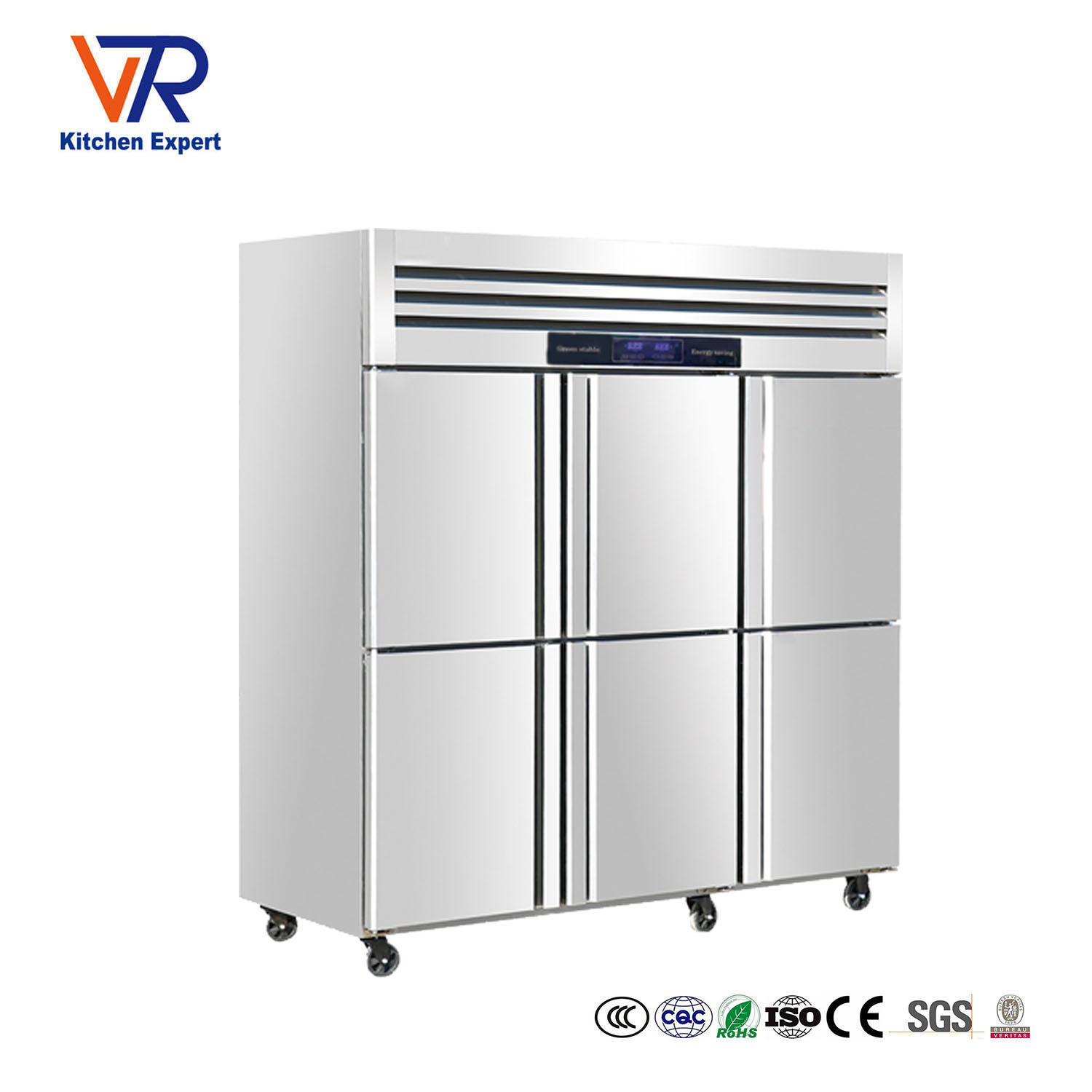 商用厨房设备不锈钢立式六门冷藏柜冷冻柜大容量食品保鲜冰柜