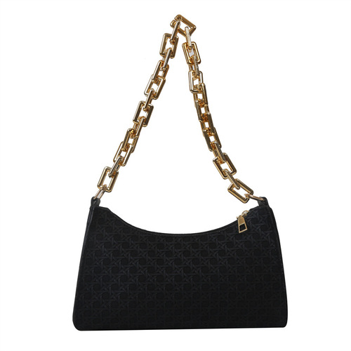 Chain texture simple fashion armpit bag 2024 new daily commuting shoulder bag women's versatile popular small square bag