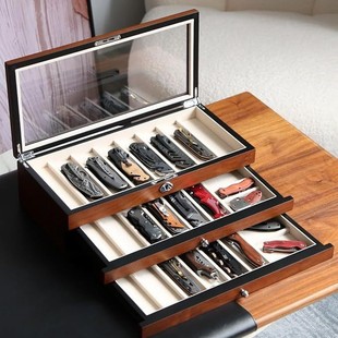 Wooden pocket knife storage box pocket knife storage box household wooden knife large capacity display box factory direct supply