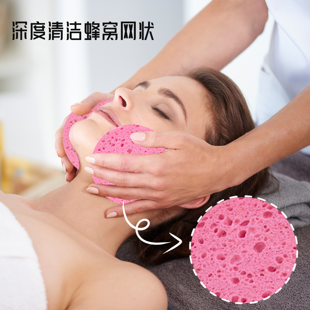 Transfronterizos dedicados a lavar la cara de pulpa de madera, polvo de compresión redondo, limpieza, lavado facial, desmaquillaje, esponja de pulpa de madera degradable.
