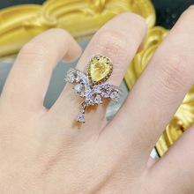 尚美同款进口高碳钻为爱加冕皇冠戒指 奢华璀璨精工黄钻活口戒指