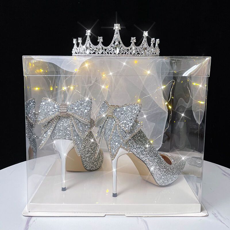 Silver High-Heeled Shoes 2025 New Spring and Autumn Sequin Crystal Xiuhe Main Wedding Shoes Two-Way Wear Bride Wedding Dress Shoes Silver High-Heeled Shoes 2025 New Spring and Autumn Sequin Crystal Xiuhe Main Wedding Shoes Two-Way Wear Bride Wedding Dress Shoes