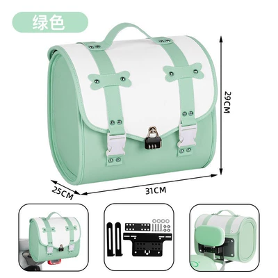 Electric car tail box, Vehicles, Motorcycle Backrest Storage, Trunk - green-tail-bag-combination-lock-universal-backrest-bracket-general