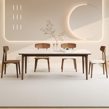 德利丰实木岩板白蜡木餐桌全托家用意式极简轻奢高端长方形饭桌