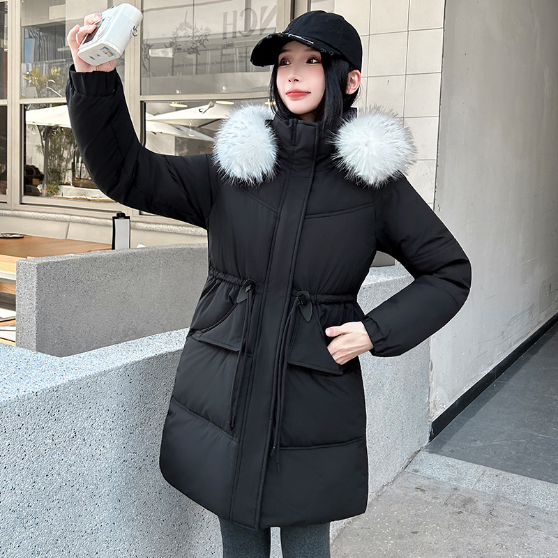 2025 ropa de algodón de invierno para mujeres nueva estilo de estilo extranjero coreano delgado simple sombrero desmontable abrigo de algodón