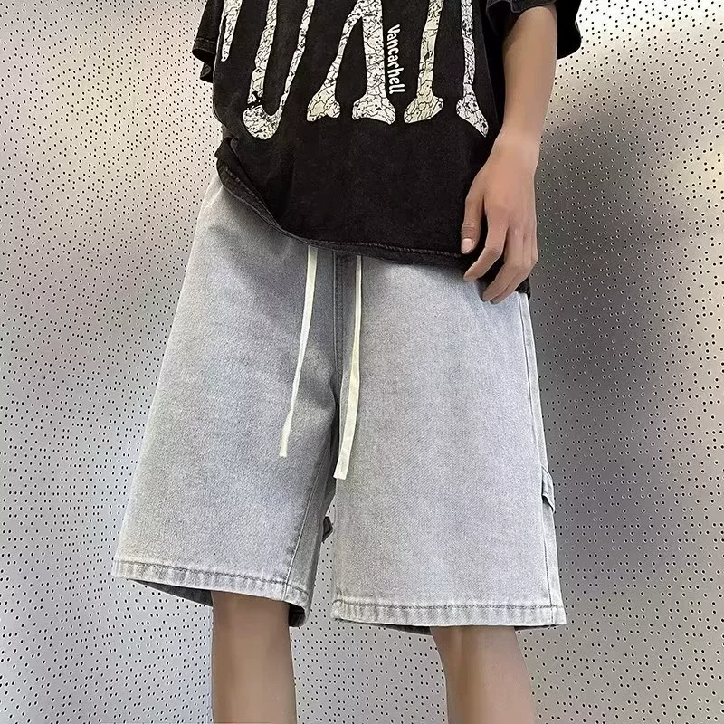 Denim skirt, summer shorts, thin trousers, American style, loose straight fit, oversize