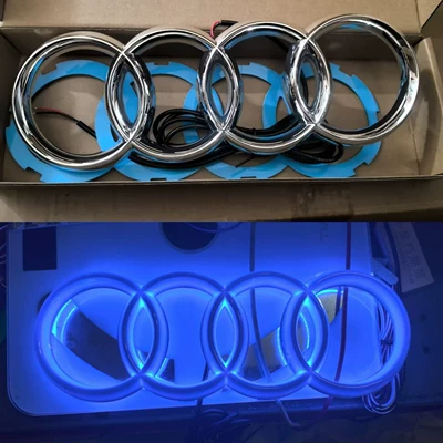 Suitable for Faw Audi Four Rings A3A5A4La6Lq5 Mid-Grid Led Luminous Front Logo Black Modified Car Logo