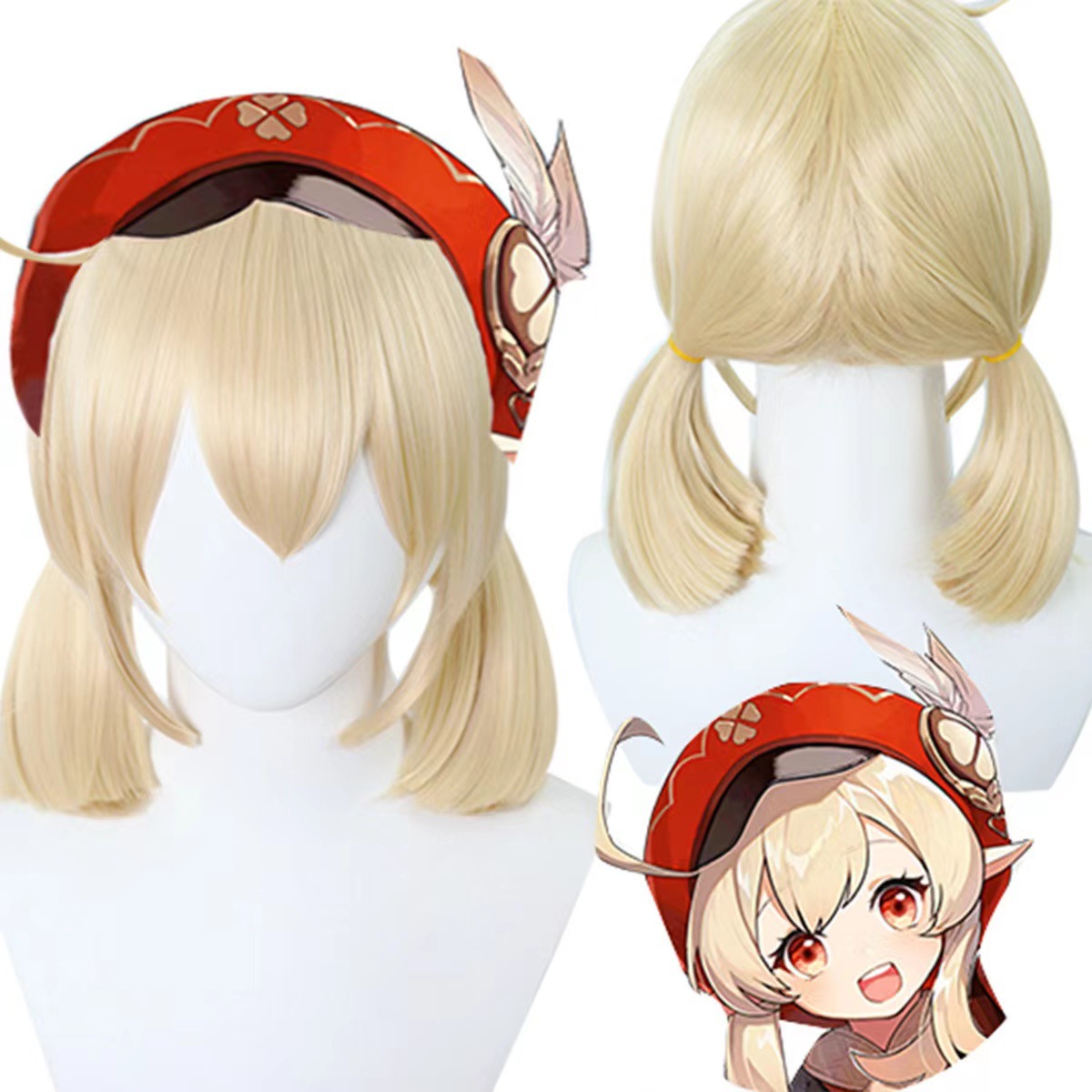 cosplay动漫wigs 原神 可莉 假发 逃跑的太阳 双马尾款式化纤头套