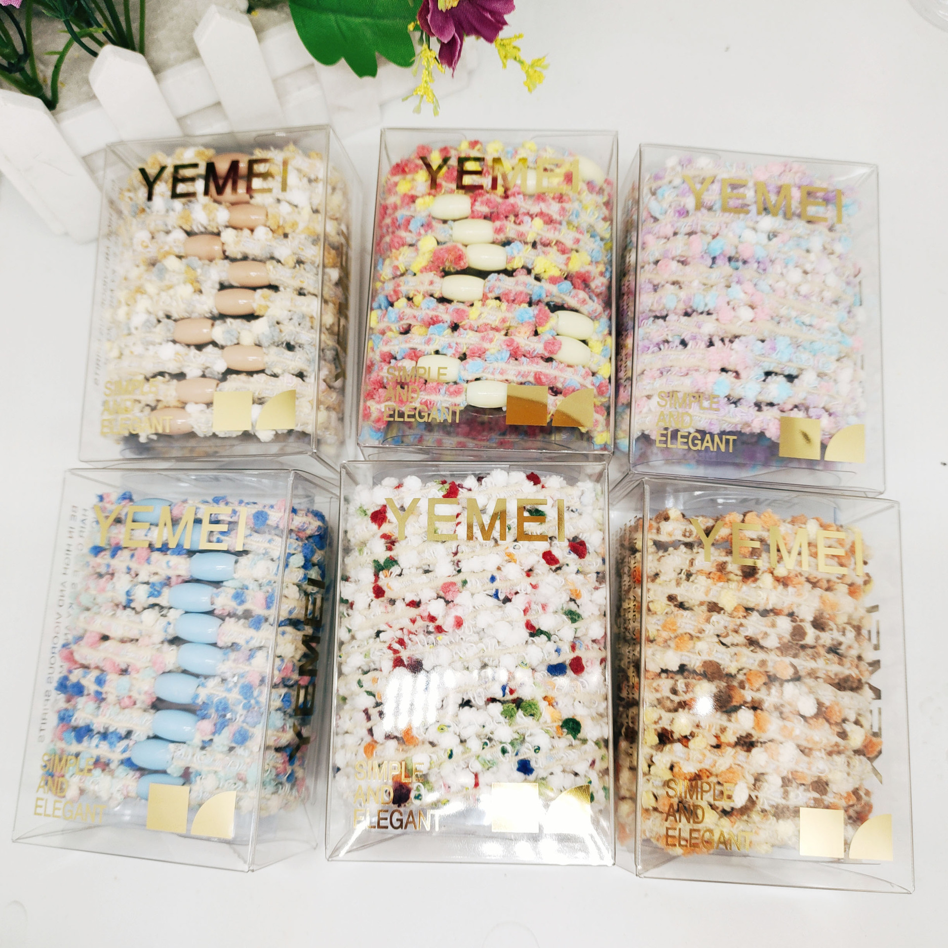Venda colorida de las mujeres dulce estrellado cuerda de pelo en caja alta banda de goma elástica duradera banda de pelo no duele accesorios para el cabello