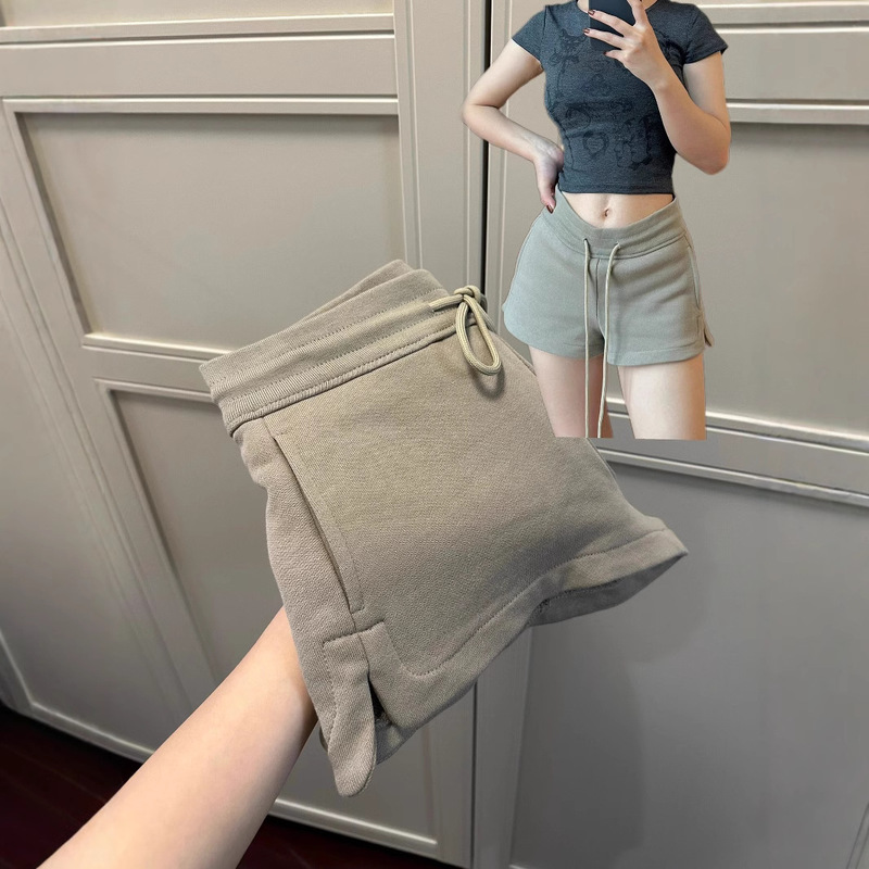 Huamian American Street Hottie Style Drawstring Sports Shorts Women's Slim Straight Pants Khaki Hot Pants Women's Summer