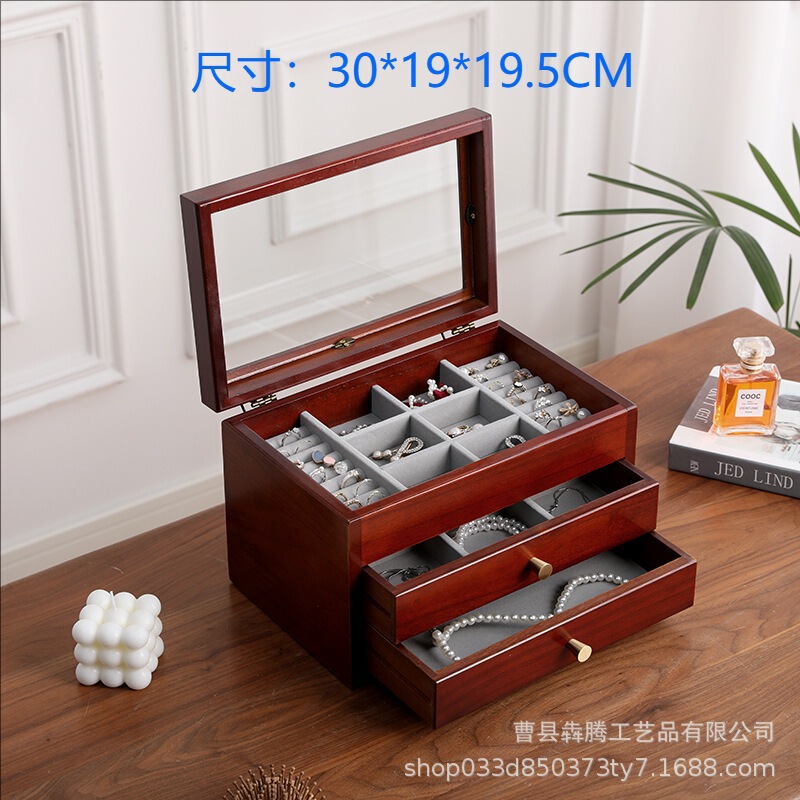 スポット木製レトロ多層ジュエリーボックスネックレスブレスレット大容量収納ボックス中国風のジュエリー収納ボックス|undefined