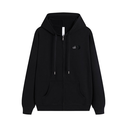 ALO Heavy cardigan hooded hooded hoodie Couple three-dimensional letters sports casual loose all-matching running zipper coat