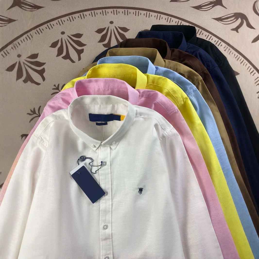 RL Раф пони со стандартным льняным мужским и женским парным весной и осенью топ с длинными рукавами солнцезащитный крем Polo рубашка вышивка