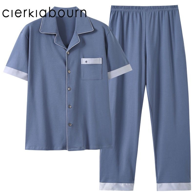 Pijamas para hombres verano 100 pantalones de mangas cortas para hombres verano delgado set de ropa de hogar de mediana edad 4XL