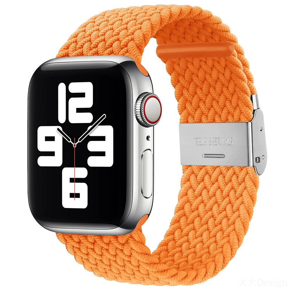 Совместимо с Apple Watch 5-6-7-8-9-10 поколения Snap-on нейлоновый плетёный ремешок iWatch S10 регулируемый браслет