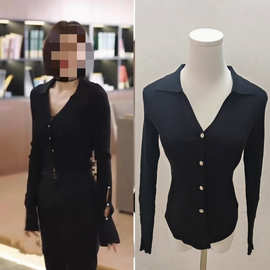 长期现货2026春闪耀的她秦岚管文同款针织衫修身V领POLO衫上衣服