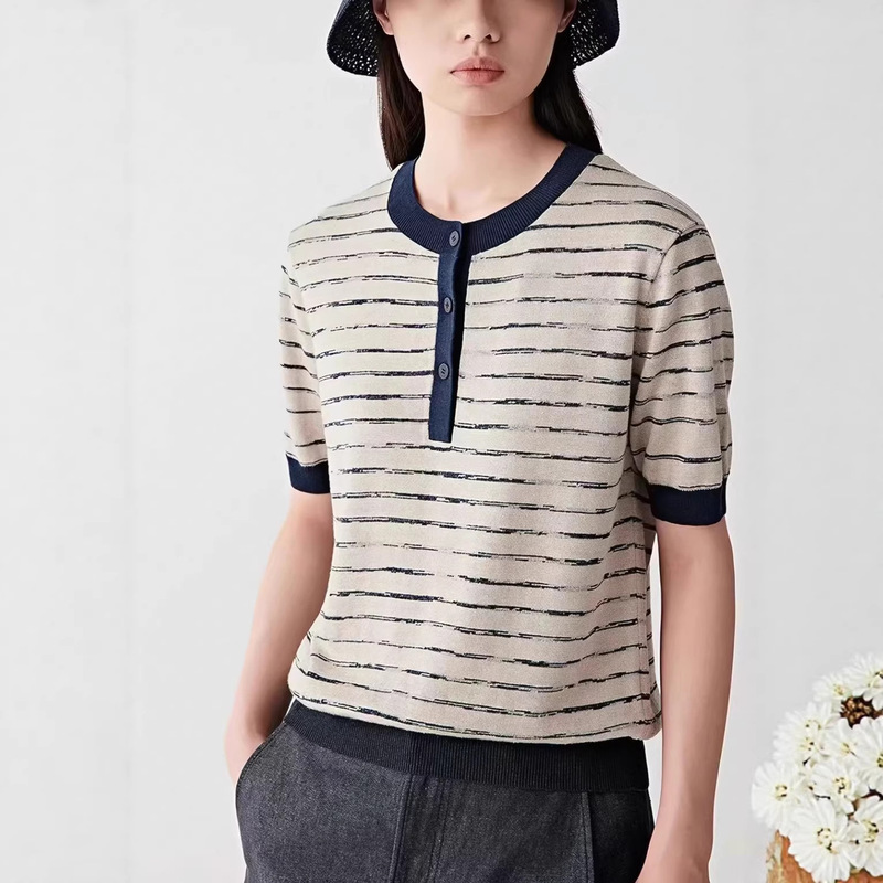 [Non-Dyeing Series] He2596+! the Same Style as in the Mall, 2026 Spring/Summer Linen and Silk Blend Pullover Knitwear