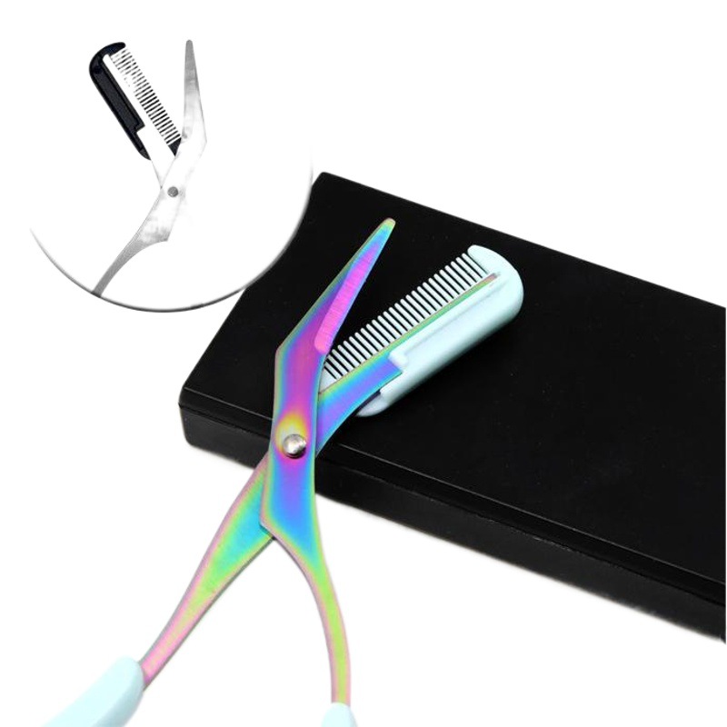 Macaron color acero inoxidable cinturón de belleza peine reparación de cejas corte de cejas corte de cejas herramientas de maquillaje peine