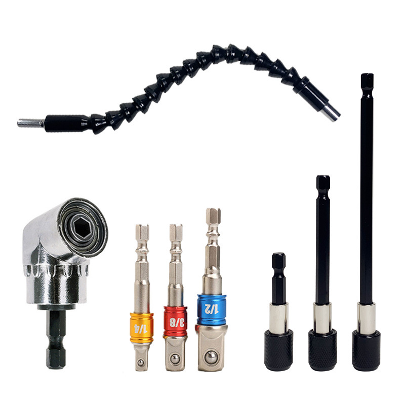 黑色软轴软管 接杆批头拐角器1/2,3/8,1/4铆珠彩色连接转换杆套装