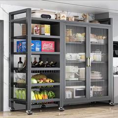 台所の多機能棚が床に落ちた多層家庭用電子レンジの食事を収納しながらロッカーの戸棚を収納する新型