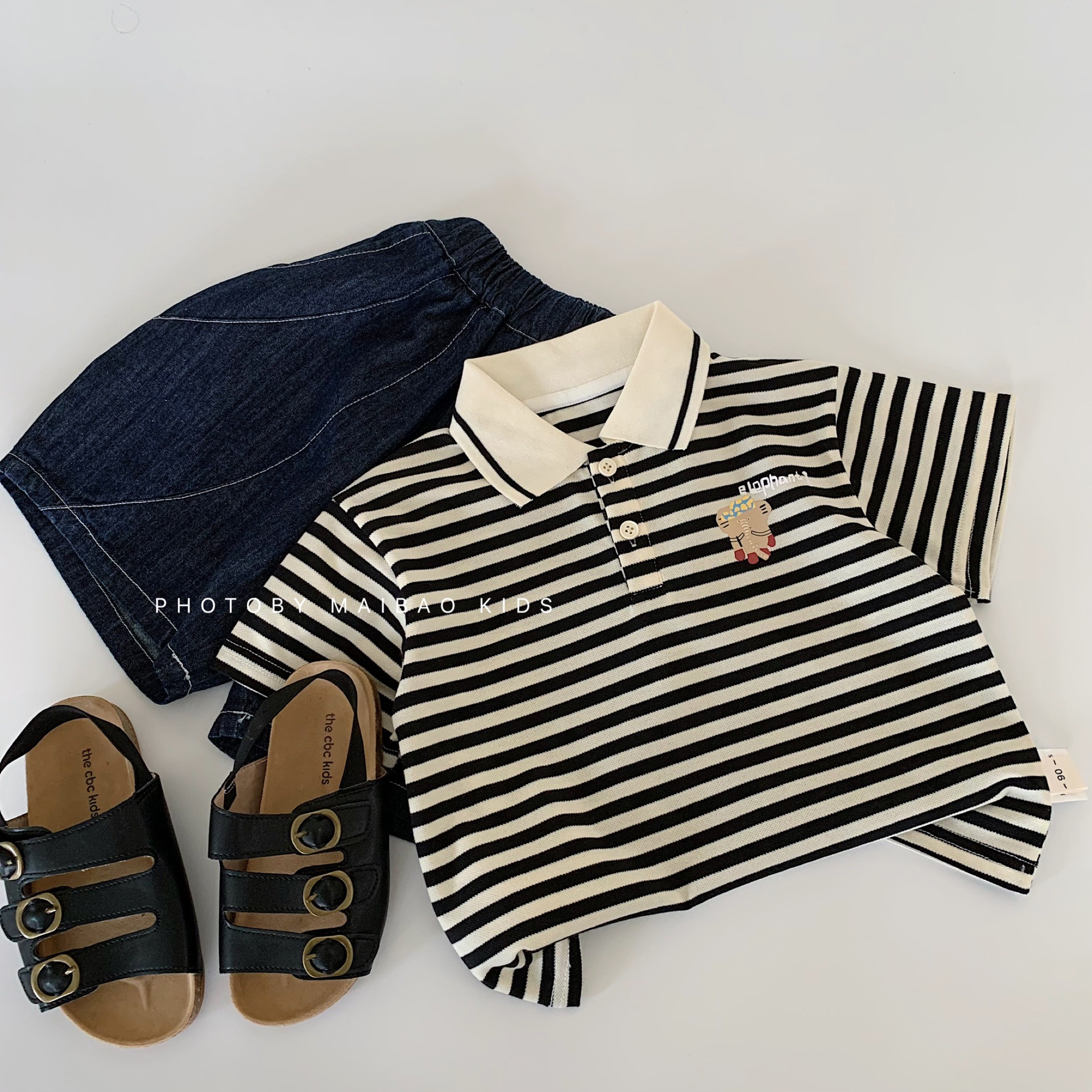 Camiseta de manga corta para niños Maibao 2025 verano nuevo estilo coreano para niños y niñas camisa POLO a rayas estilo occidental verano para bebés t