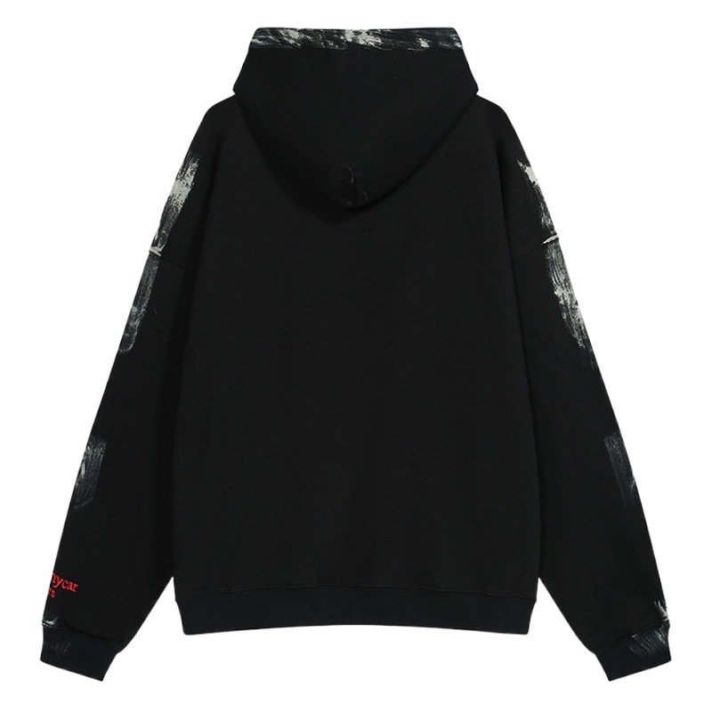 El otoño y el Invierno nuevo Undermycar angustiado lavado destruido cartas bordadas hombres y mujeres sueltos chaqueta de suéter con capucha