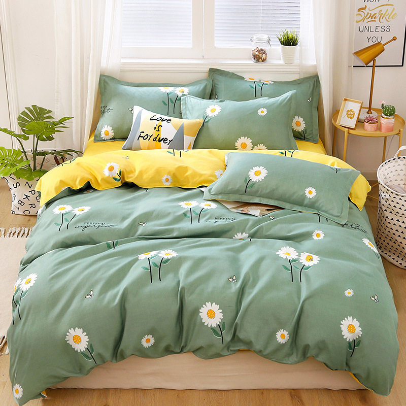 Juego de ropa de cama de algodón cepillado al por mayor para estudiantes, juego de cuatro piezas, funda de edredón de algodón con aloe vera, funda de edredón individual para dormitorio, juego de tres piezas. image 5