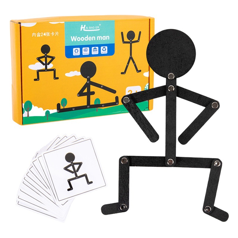 Juguete educativo de madera transfronterizo para niños pequeños de 2 a 3 años, con patrones creativos y plegables, de 6 piezas, para el aprendizaje temprano.