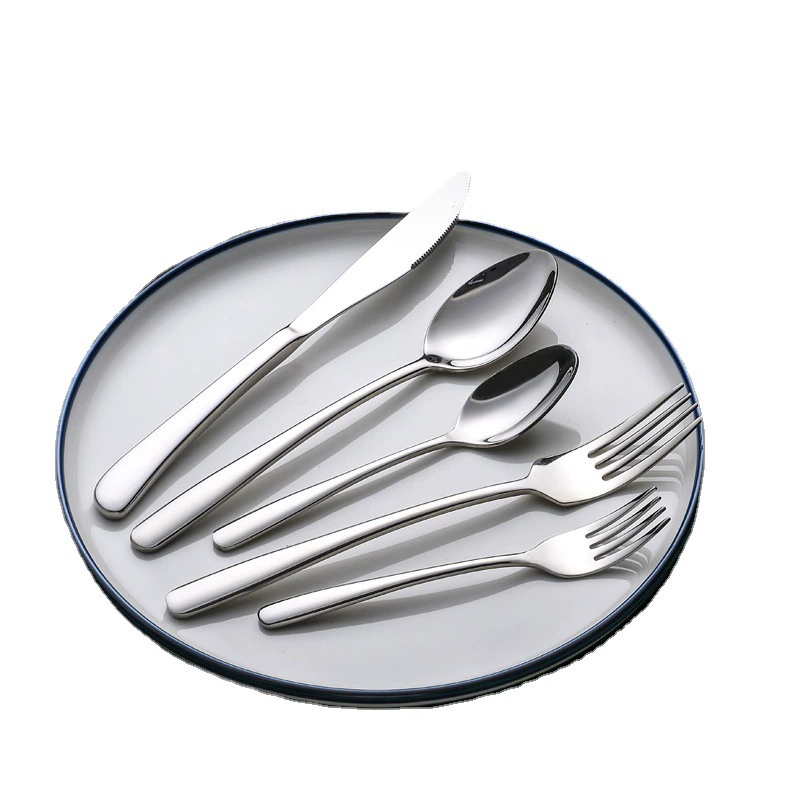 Elegant tableware, set stainless steel for hotel, mirror effect