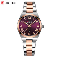 Curren/卡瑞恩9095女士手表 时尚日历表女表 休闲钢带表 外贸手表