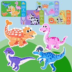 Children's travel tin box six-in-one irregular large puzzle cartoon animal traffic dinosaur puzzle toy wholesale
