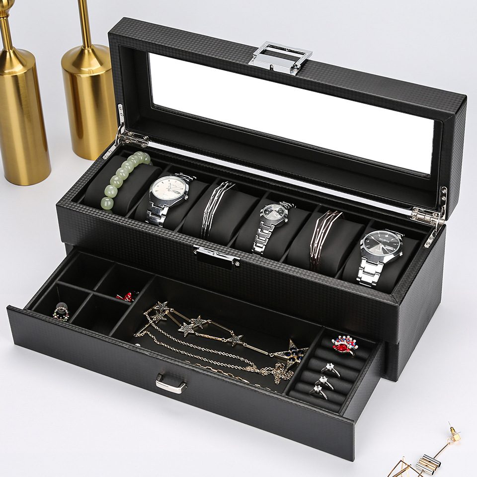 Caja Organizadora de Relojes, Joyas y Lentes de Madera para Almacenamiento y Exhibición