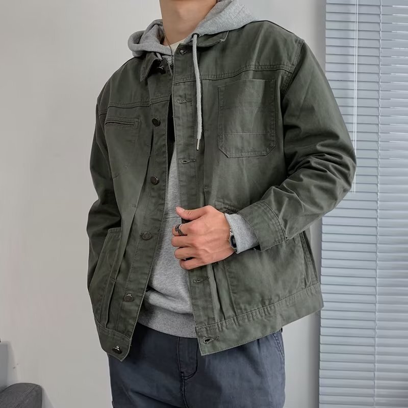 Spring and Autumn Casual Overalls Men's Vintage Denim Jacket Men's American Style Men's Top Fashionable Loose Outerwear Spring and Autumn Casual Overalls Men's Vintage Denim Jacket Men's American Style Men's Top Fashionable Loose Outerwear