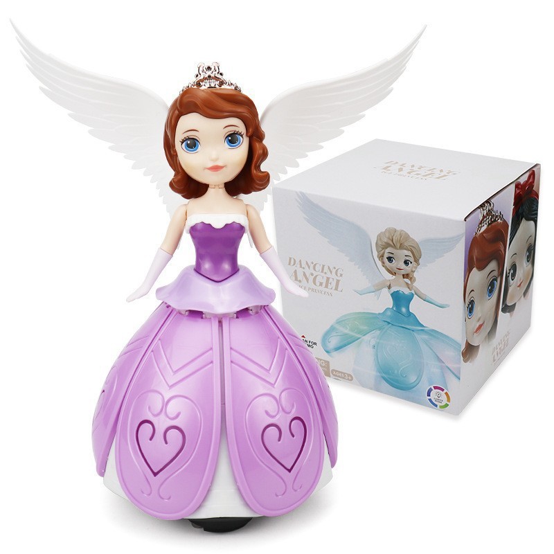 Muñeca Princesa Bailarina Giratoria de Plástico con Luz y Música para Niños