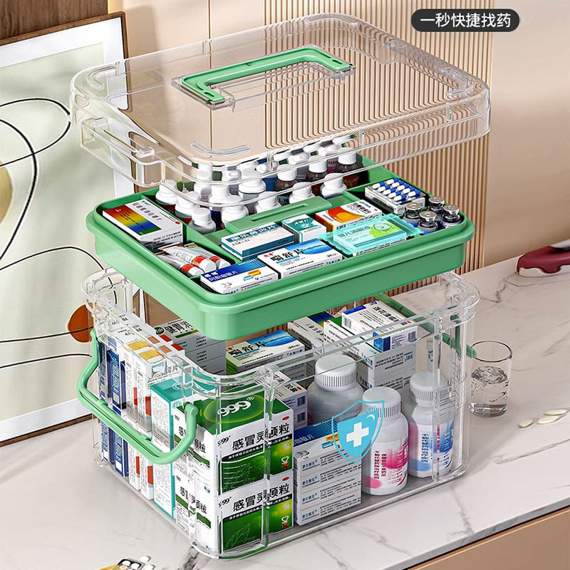 Medicine Box Storage Box Household Medicine First Aid Box Transparent Large Capacity Medicine Storage Box Multi-Functional Medical