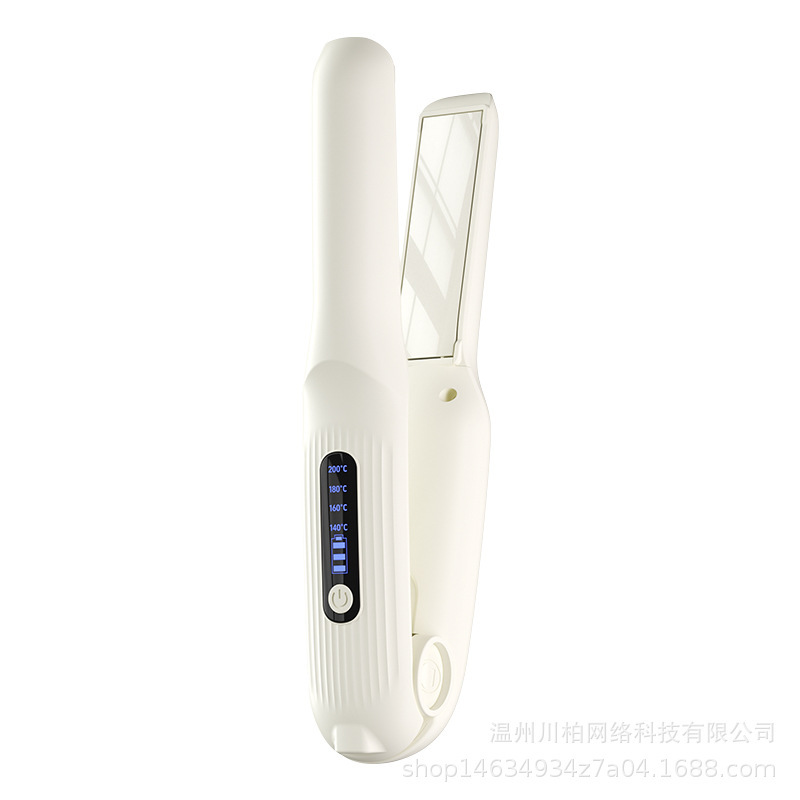 MINIワイヤレスヘアアイロン、ワイヤレス充電式、便利なロック付き、前髪カール＆ストレート両用ヘアアイロン、ストレートプレート|undefined