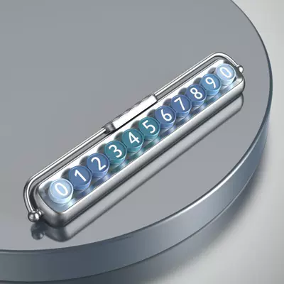 Nömrəli dayanma kartı Plate Car Moving Phone - silver-base-magic-blue-numbers