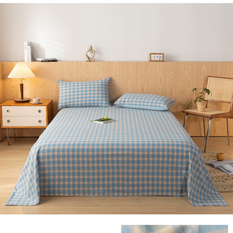 Una sábana de algodón lavado de algodón de una sola pieza de algodón 100 dormitorio de estudiantes edredón individual funda de almohada de tres piezas 3 nuevo estilo