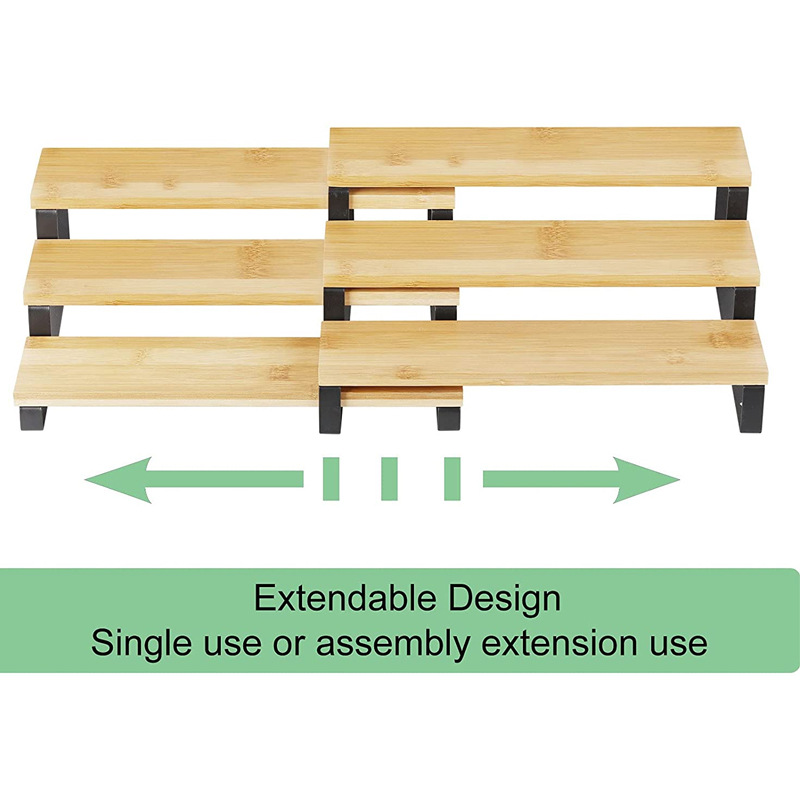 家用木质置物架桌面式调料收纳架多层储物架可伸缩式整理架