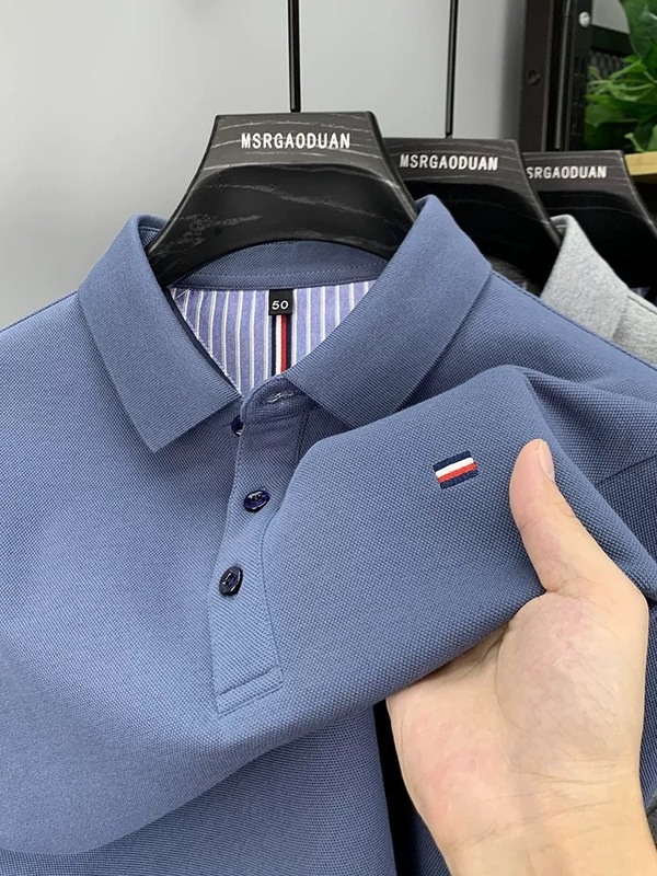 国境を越えた貿易直接供給 2025 夏半袖ポロシャツメンズ刺繍 Tシャツラペルトップ薄底シャツトレンディ|undefined