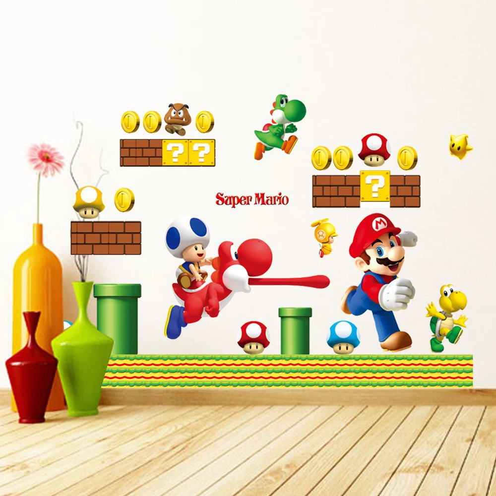 AY7062 Foreign Trade Cartoon Super Mary Children's Room Kindergarten can remove stickers Three -generation wall stickers