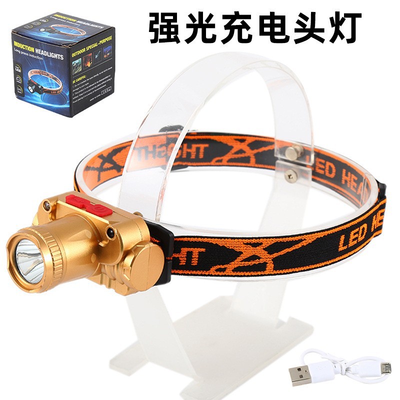 Faro de luz fuerte transfronterizo recargable linterna incorporada LED lámpara de minero montada en la cabeza faro de inducción al aire libre al por mayor