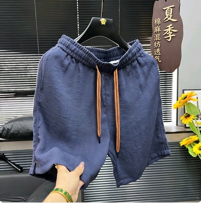 Summer Lightweight Linen Men's Shorts, Fashionable and Trendy, Simple and Versatile, Loose and Breathable, Suitable for Outdoor Wear and Beachwear