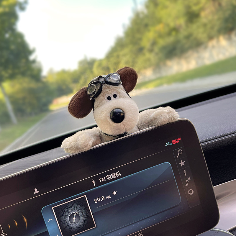 Lindo espejo retrovisor de reparación de perros, muñeca de fiesta, decoración de coche, pantalla de control central, muñeca de coche, accesorios de coche, mujer