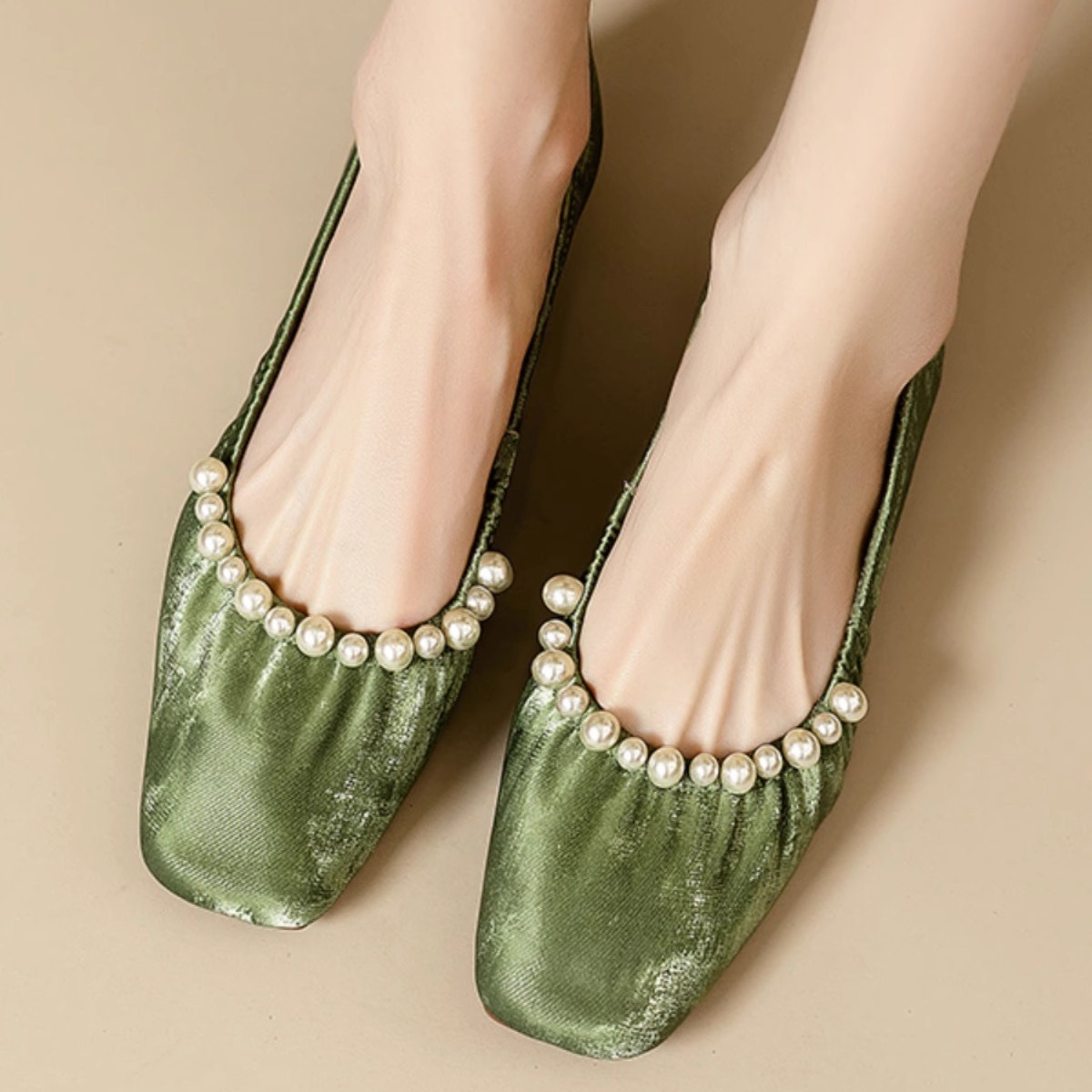 Super suave ~ dulce perla plana zapatos de ballet de una sola mujer nuevo estilo chino chino zapatos de frijoles suaves zapatos de abuela