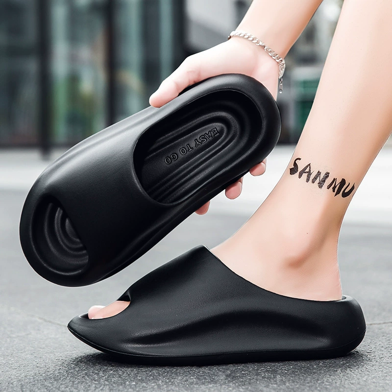 Мужские слипоны на толстой подошве, увеличивающие рост, модные и универсальные однотонные тапочки, мужская летняя верхняя одежда, нескользящие повседневные сандалии.